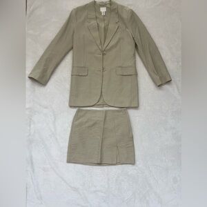 Khaki blazer and mini skirt set!